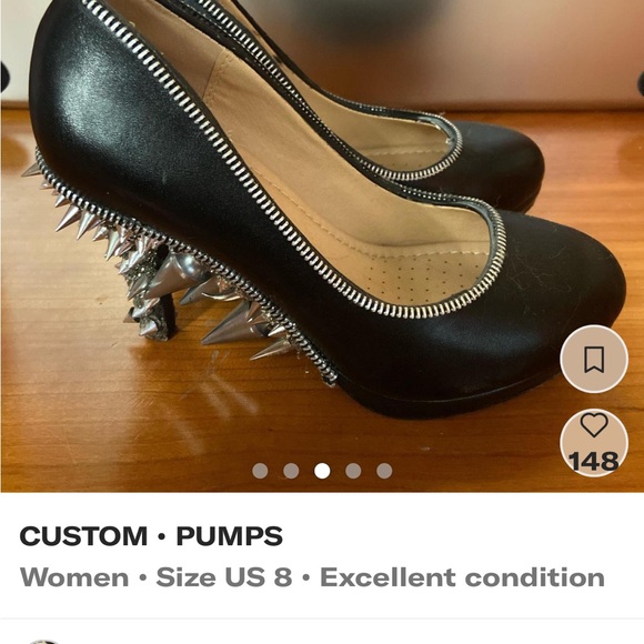 Shoes - Custom Black Spiked Pumps